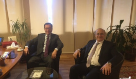 Meeting of Ambassador Samvel Mkrtchian with  Minister of Culture of Lebanon Ghattas Khoury